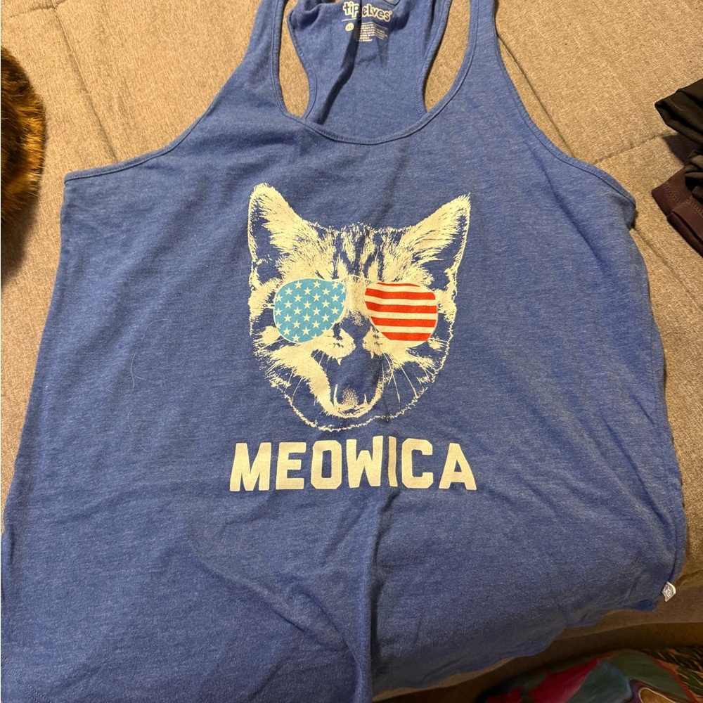 Blue Meowica Tank Top